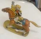 1930s MARX Tin Litho Wind Up Rocking Horse With Cowboy For Parts