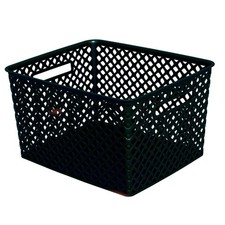 Large Decorative Plastic Storage Basket Organizer Bin with Handles for Home