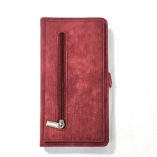 Cell Phone Cover - Red Wallet with Zipper Pocket