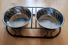 Elevated Dog Bowl Pet Feeder Stainless Steel Raised Bowls Food Water Stand 12 X6