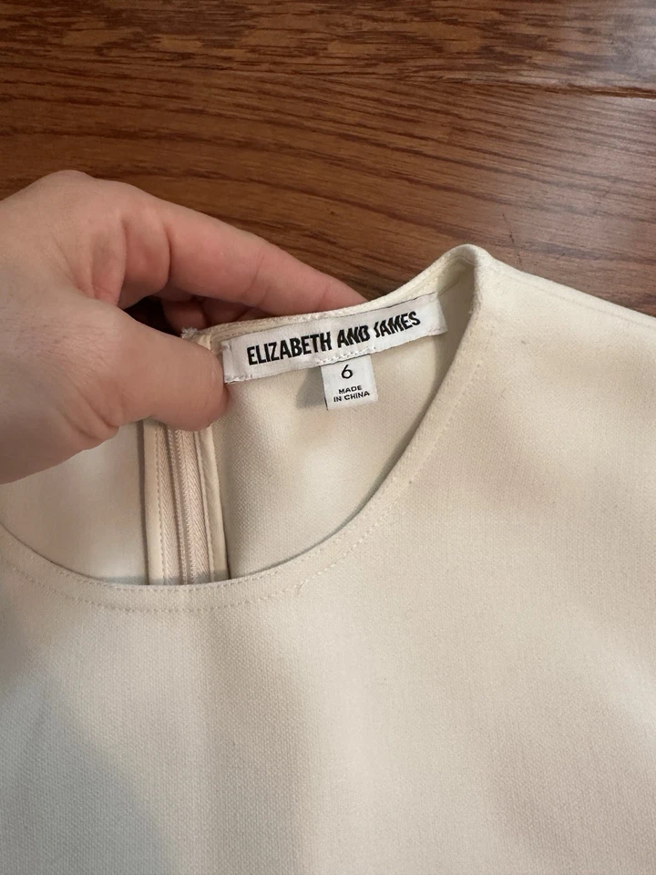 Top Elizabeth and James Ruthe Manga Campana Buceo Peplum Talla 6 Blanco Crema Foto 3 de 4