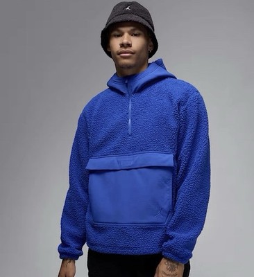 Nike Jordan Flight Mens XL High-Pile Fleece Pullover Hoodie Blue FV7452-480