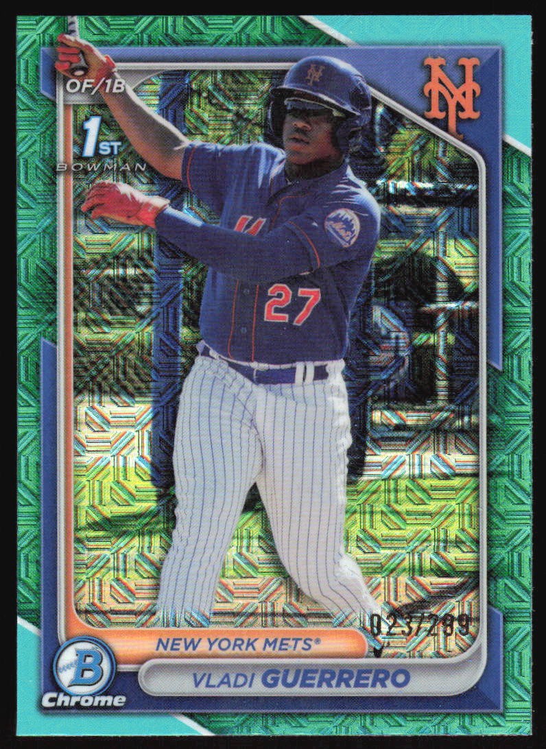 2024 Bowman Chrome Vladi Guerrero #BCP-250 Aqua Mojo Refractor #'d /299 Mets