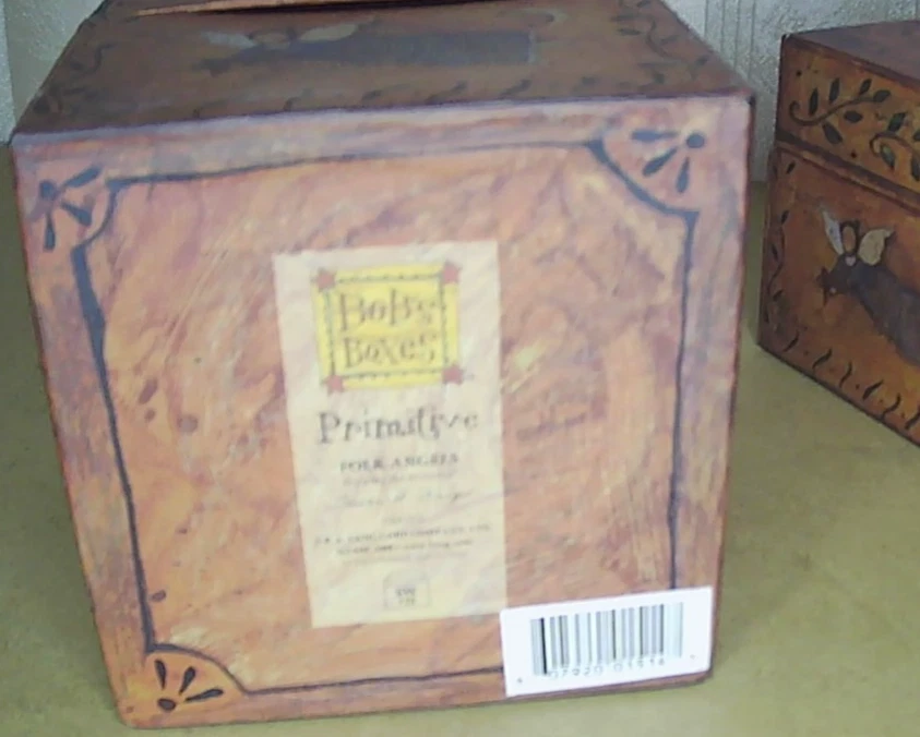 Bob's Boxes 3 Nesting Primitive Art Folk Angels boxes Susan Winget - Image 3 of 4