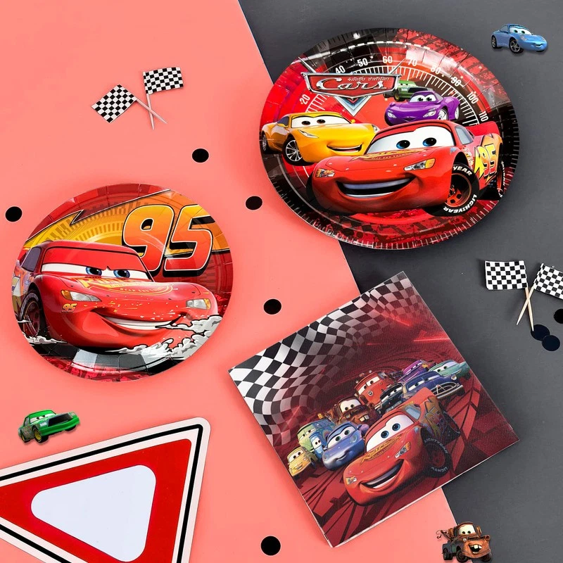 Disney Cars Party Decoration lightning mcqueen Birthday Balloon Tableware Plates - Image 4 of 4