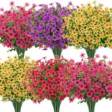 Bassion 20 Bundles Artificial Flowers for Outdoors Decorations, UV Mix Color