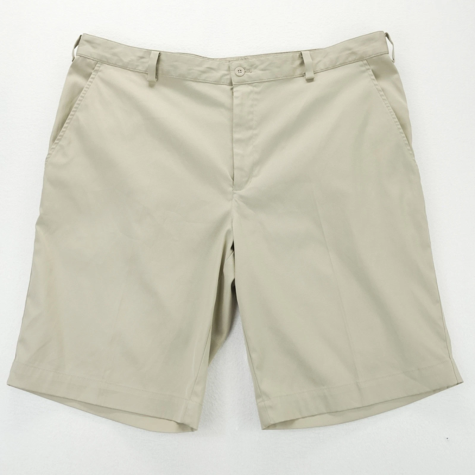 Nike Golf Fit Dry Shorts Mens 38 Khaki Tan Flat Front Performance 330239-235