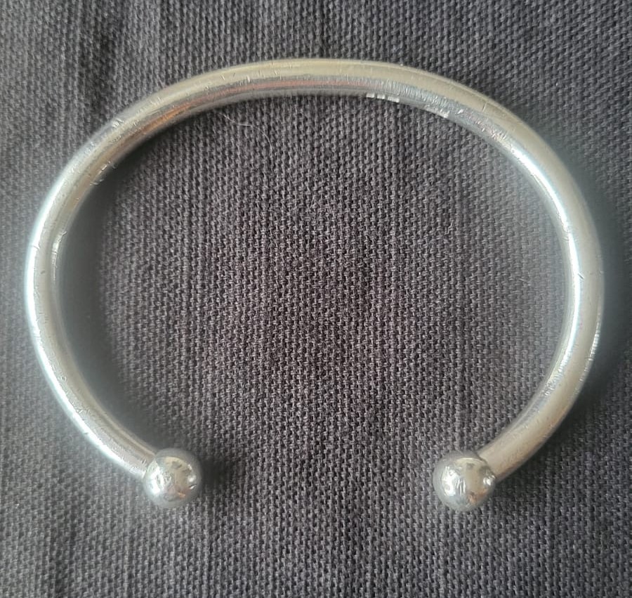 Solid Sterling Silver Plain Mens Torque Ball Bang… - image 1