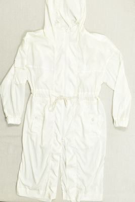 Alo Yoga Ivory Ripstop Hooded Full Zip Utility Romper Jumpsuit