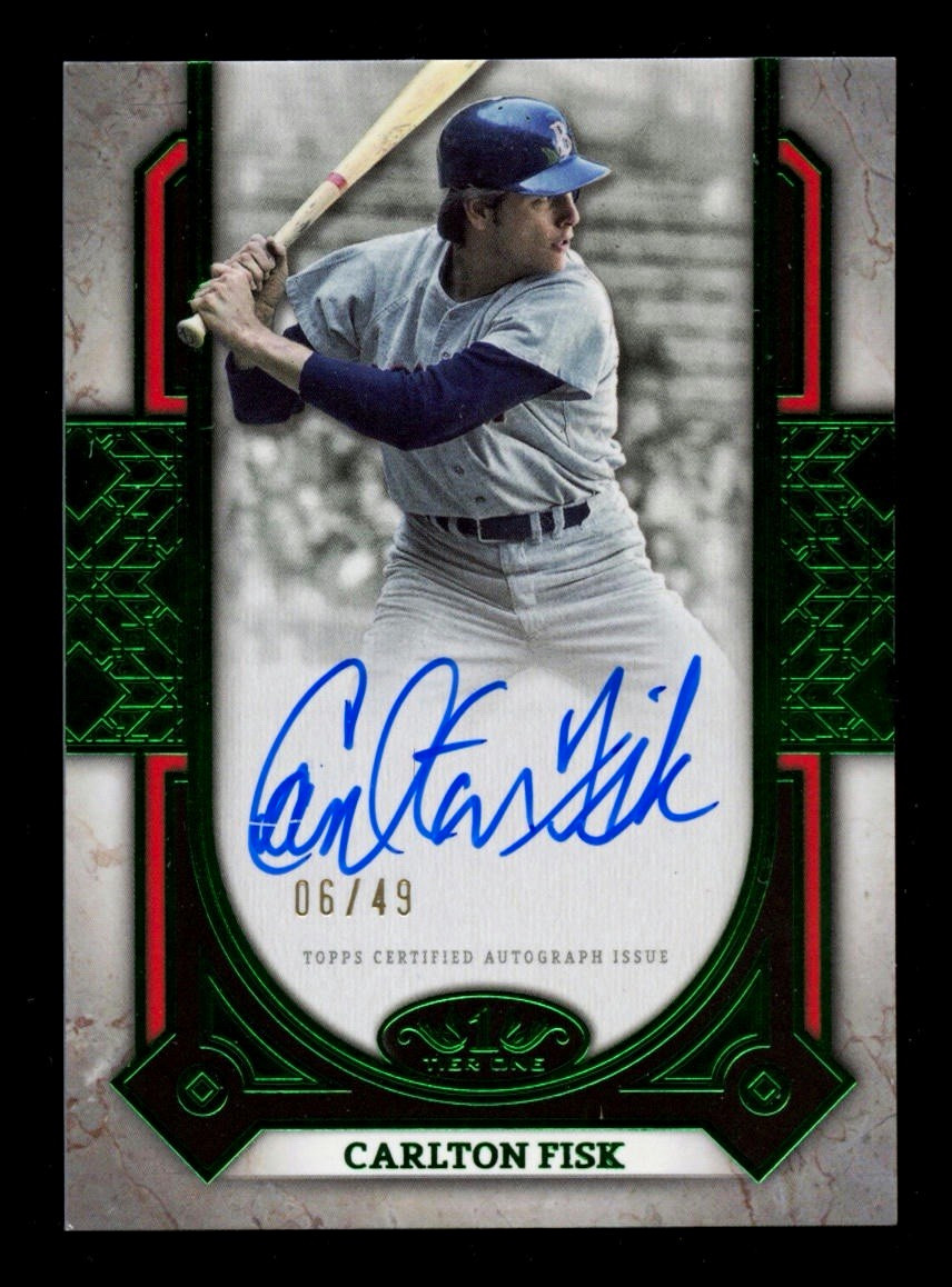 🏆⚾️CARLTON FISK 2024 Tier One Green Auto SP /49 #PPA-CF RED SOX HOF LEGEND!⚾️🏆