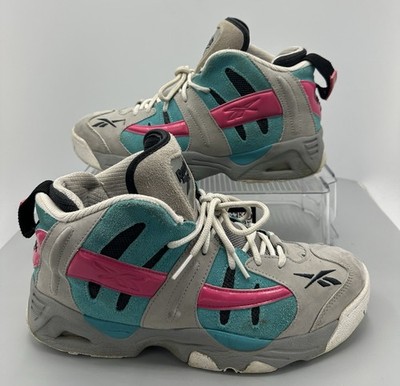 Rare Reebok Rail Tin Gray Teal Pink San Antonio Spurs Shoes Mens