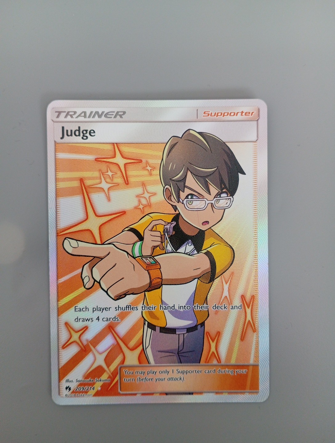 Pokémon TCG Judge Lost Thunder Holo Full Art Ultra Rare Card 209/214