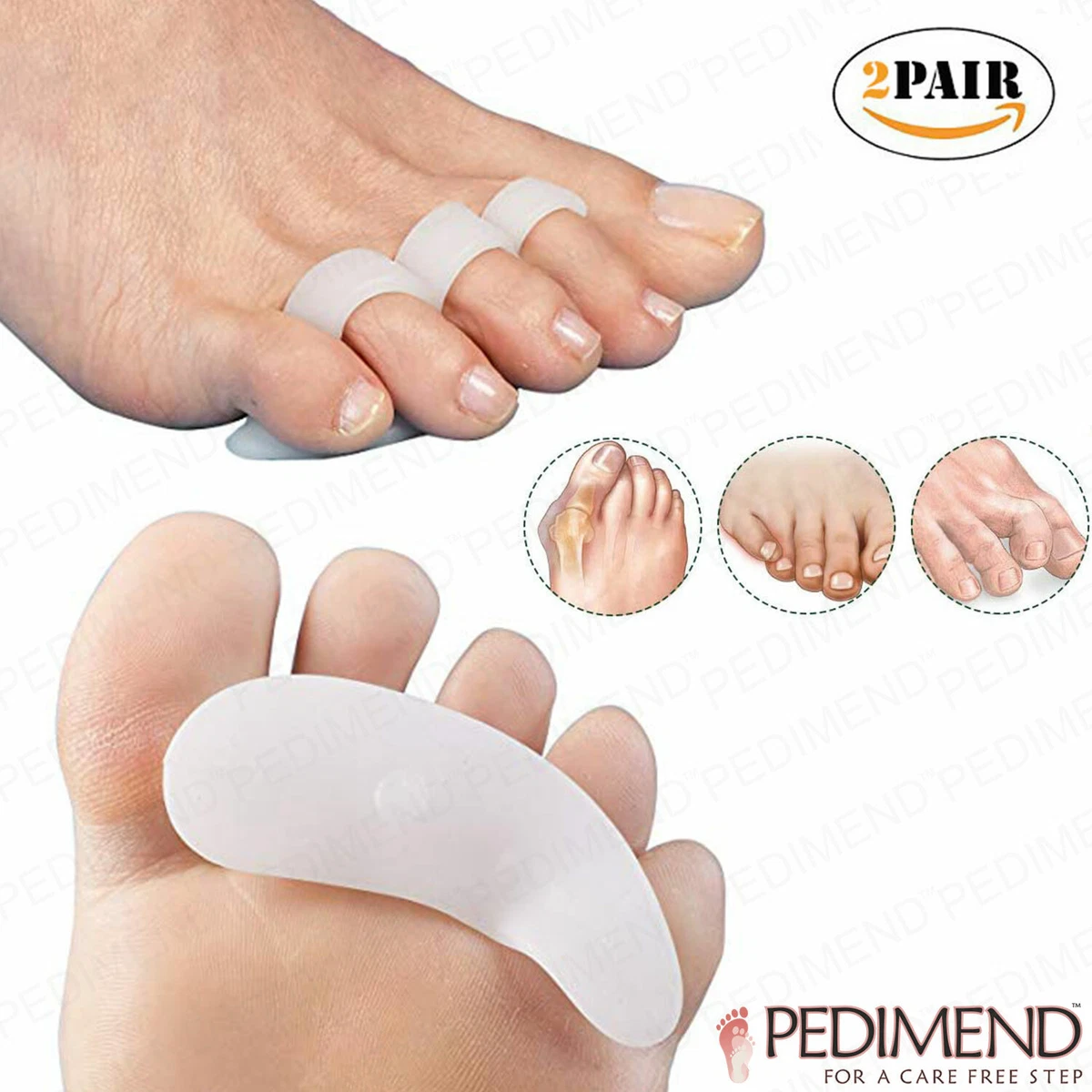 PEDIMEND&#8482; 4X Soft Gel Triple Loop Hammer Toe Splint to Straightened Bent  Toes