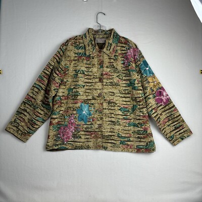 Life Style Women's Unique Button Up Shirt Size XL - Embroidered, Jeweled Jacket