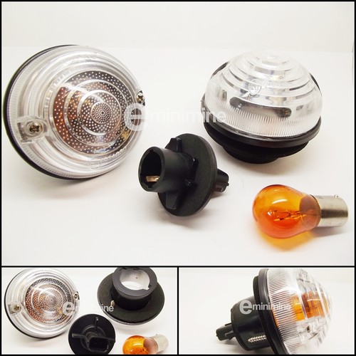 Classic Mini Front Indicator Complete Unit PAIR MPi 1996> CLEAR XBD100670 white