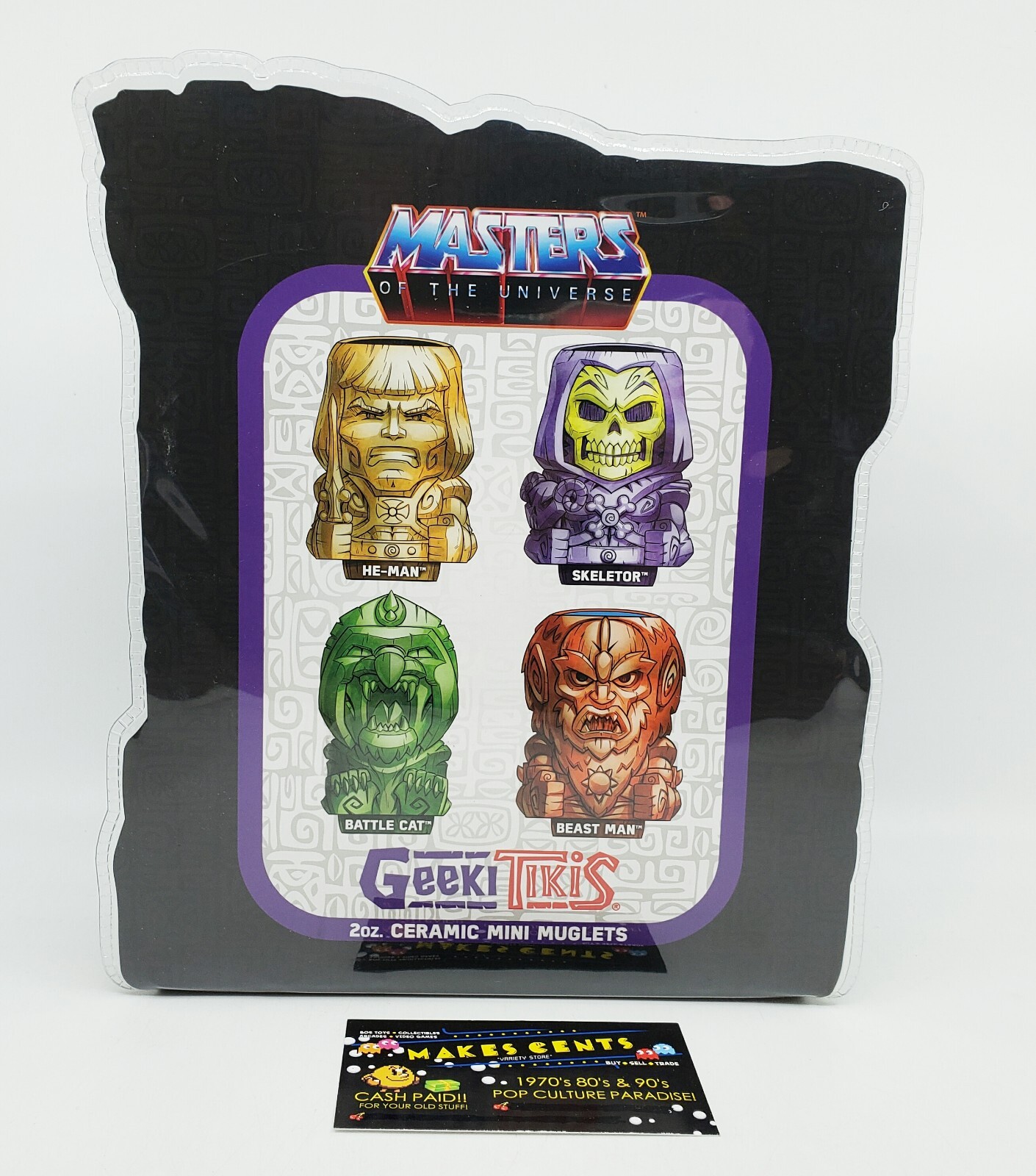 Masters of the Universe Geeki Tiki 4 Mini Mug Cup Set Battle Cat He-Man 2oz -NEW