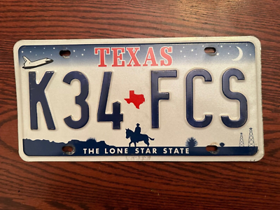1999 Texas License Plate K34 FCS The Lone Star State TX USA Space
