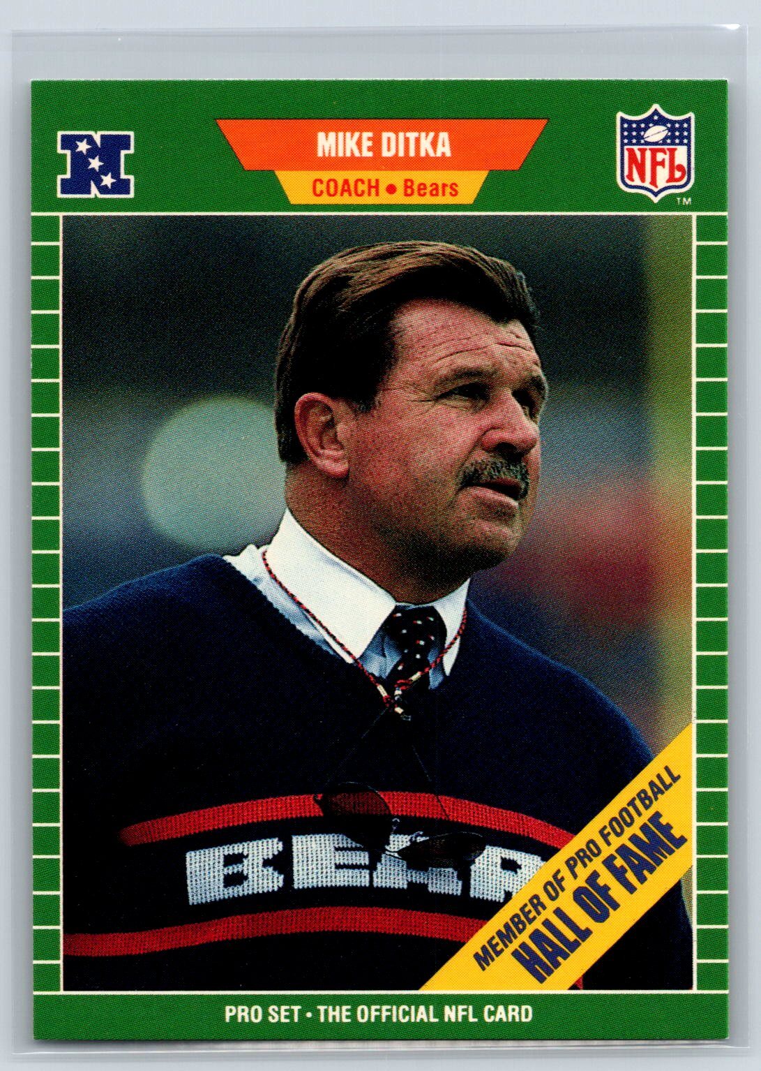 1989 Pro Set Mike Ditka Hall of Fame Stripe Variation Bears #53