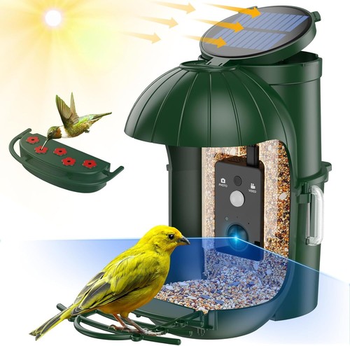 Vogelfutterspender mit Kamera | Vogelhaus Kamera mit Solar | Futterstationen DE - Bild 2 von 19