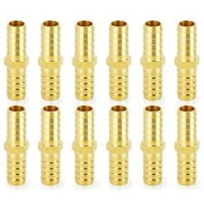 Brass Hose Barb Fittings Splicer Mender Union 1/4" Barb x 1/4" Barb Hose Repa...