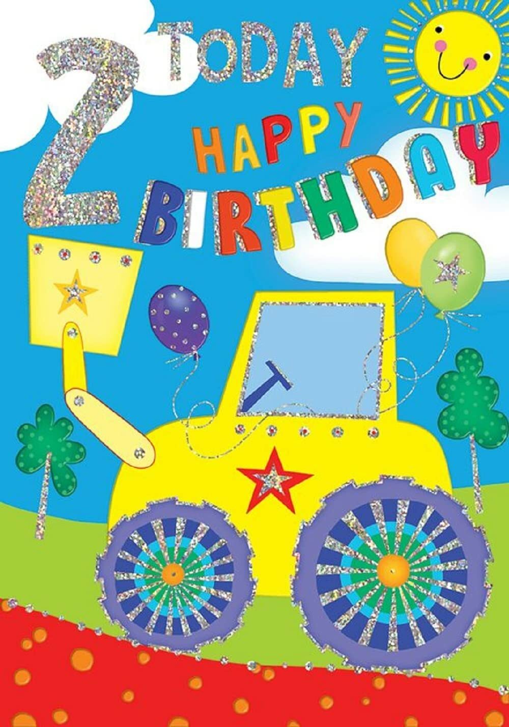 2 Today Happy Birthday Card. Tractor Design Card 2nd Birthday For Boy