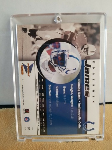 1999 Edgerrin James Rookie Card Pacific Prism Edgerrin James Holo Rookie 61 - Picture 2 of 2