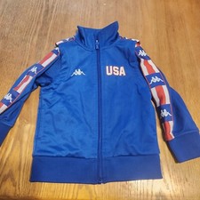 Kappa Jacket Youth 4 Xs Year Old USA Removable Long Sleeve Full Zip Blue