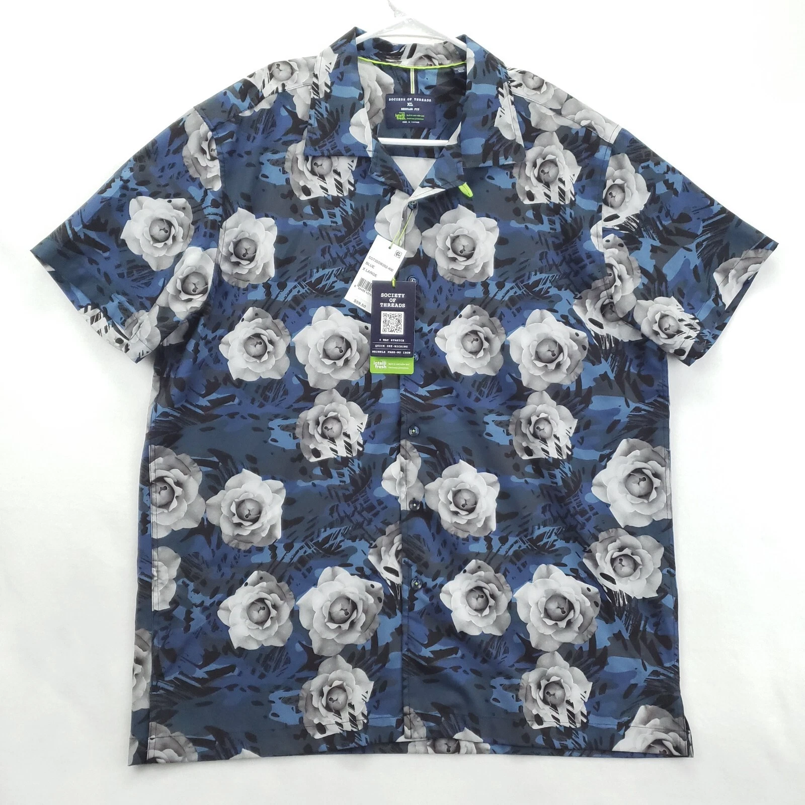NEW Society Of Threads Shirt Men XL Blue 4-Way Stretch Intellifresh Camp
Opens in a new window or ta