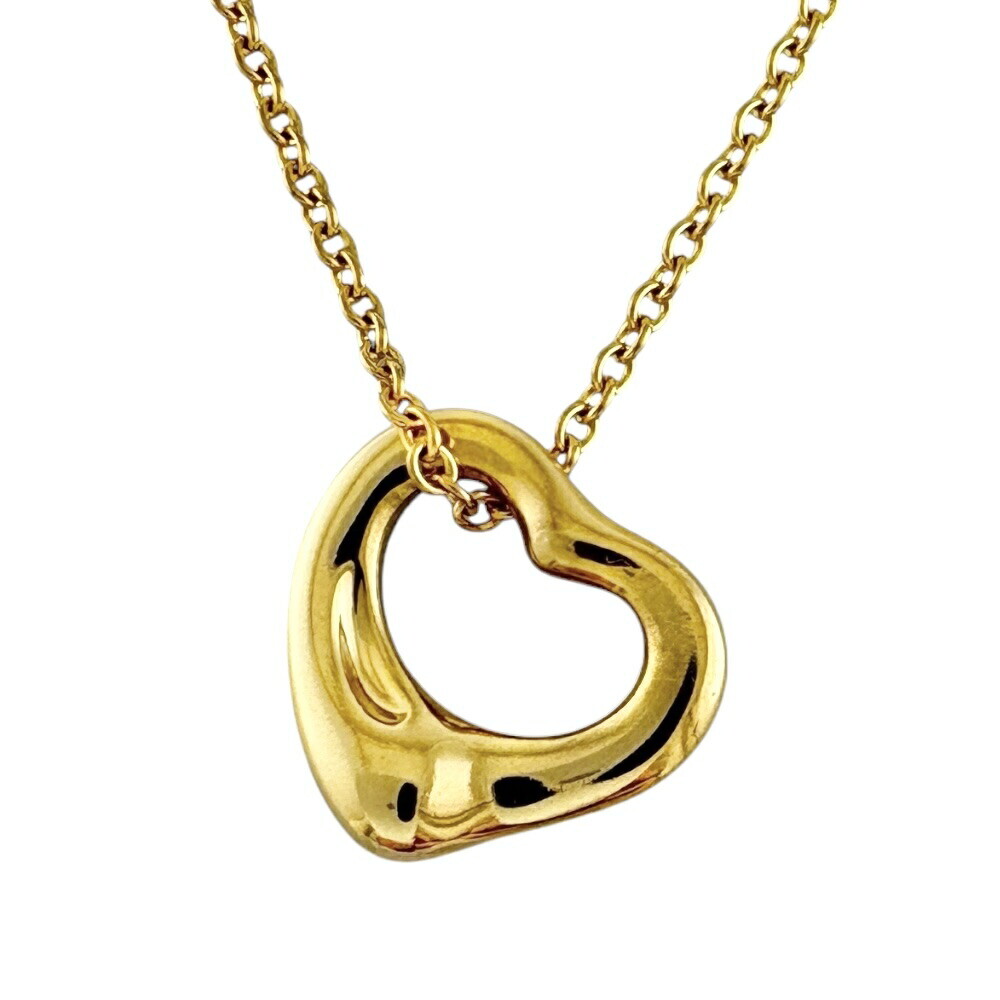 TIFFANY & CO K18ゴールド シンプルカーブネックレス Tiffany & Co. Open Heart K18 Yellow Gold L:42cm Necklace Pre