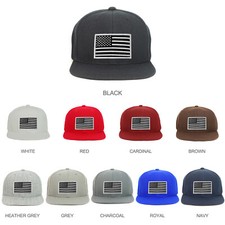 Youth Kid Size Black White American Flag Patch Flat Bill Baseball Cap - FREESHIP