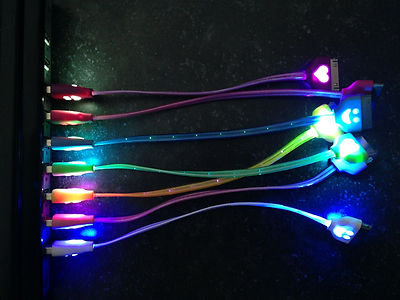 8'' SHORT LED USB data sync charger light-up cable for iphone 4 4S 3 iPod nano 4