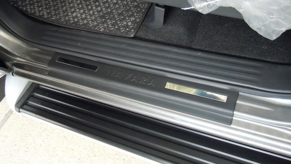 Front Rear Sill Scuff Plate Black 4 Doors Nissan NP300 Navara fit 2015 2016 2017 - Imagem 2 de 4