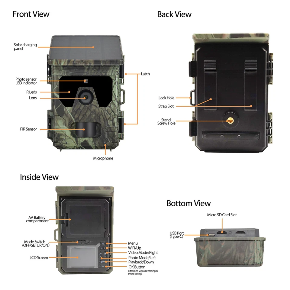 50MP 4K Hunting Camera Waterproof Trail Camera For Outdoor Wildlife Hunting - Image 2 of 4