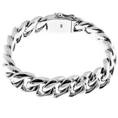 15 mm Herren Breite Kubanische Panzerkette 925 Sterlingsilber Handarbeit Armband, 7-10''