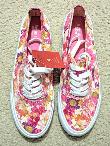 Mossimo Damen-Sneakers Canvas Blumenmuster Schnürschuhe Größe 9