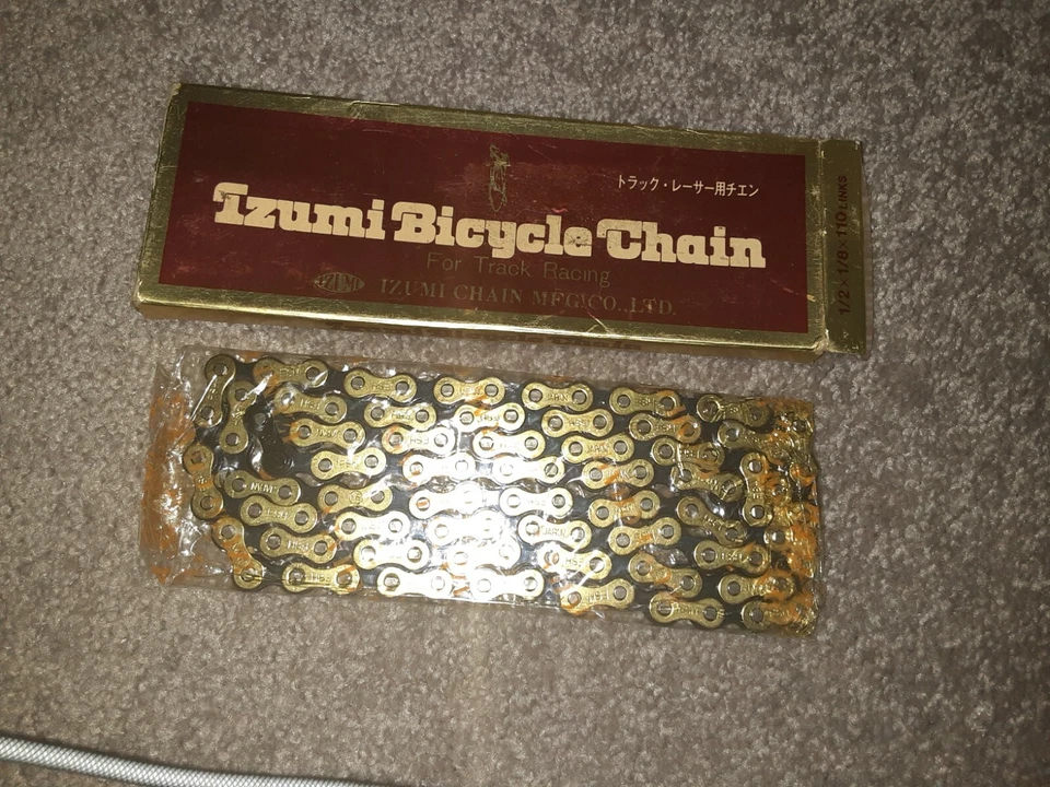 Cadena de bicicleta Izumi pista carreras 1/2" x 1/8" 110 nueva en caja Foto 3 de 4