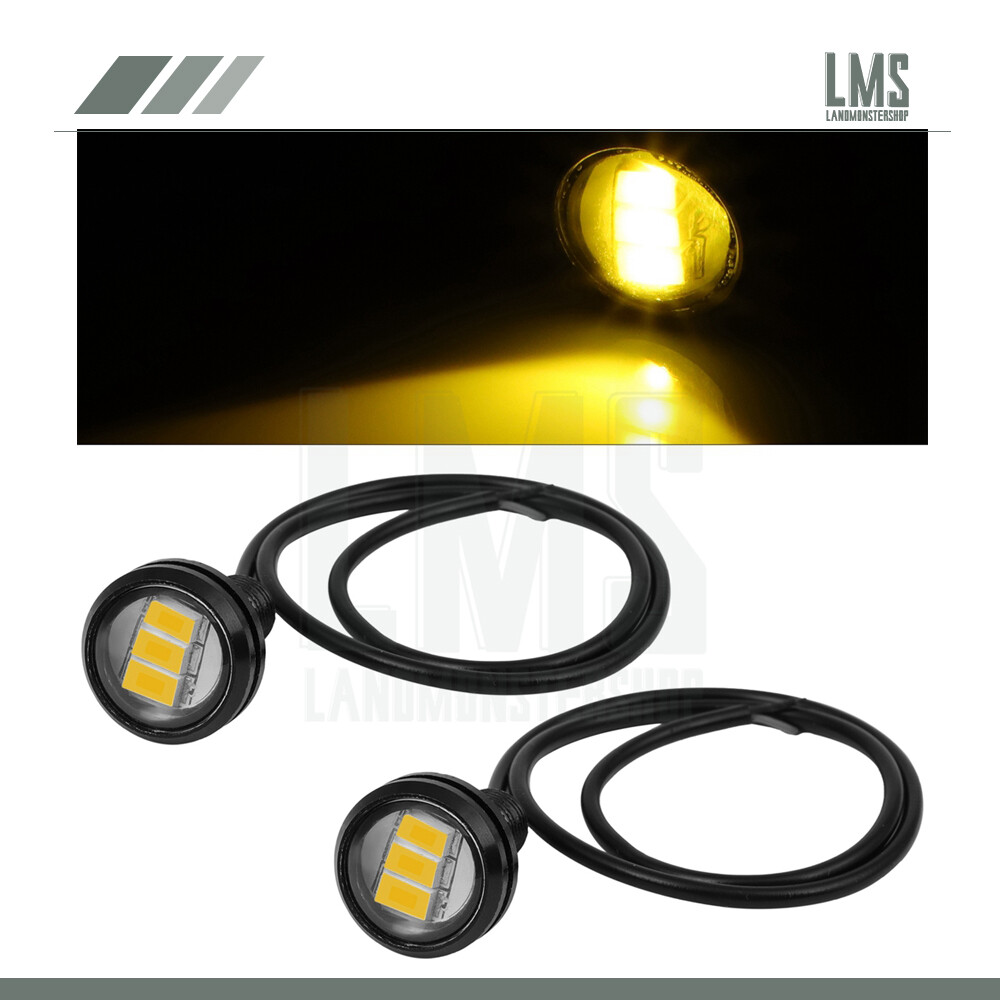 2Pcs 18mm Warm White LED Truck Trailer Side Marker Lights