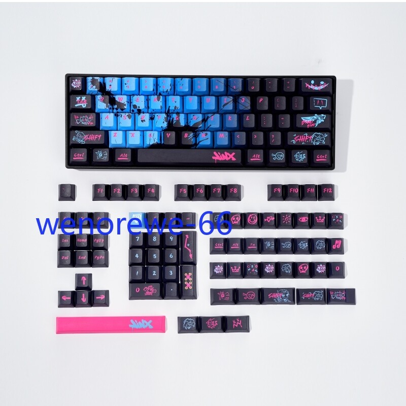League of Legends Arcane Jinx 137 Keys PBT Keycaps w/Box for