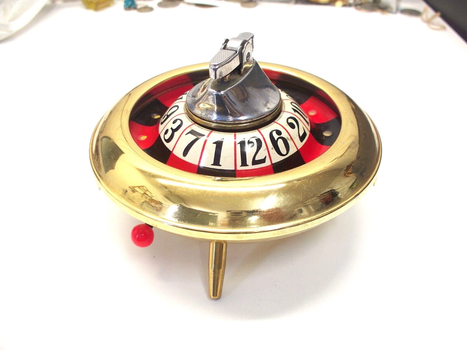 Vintage MidCentury Continental UFO Spinning Roulette Wheel Lighter