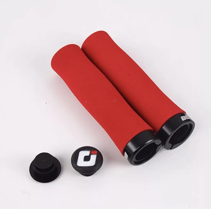 MTB Bicycle grips Grey comfort foam silicone With Lock On ODI End Caps - Image 2 of 4
