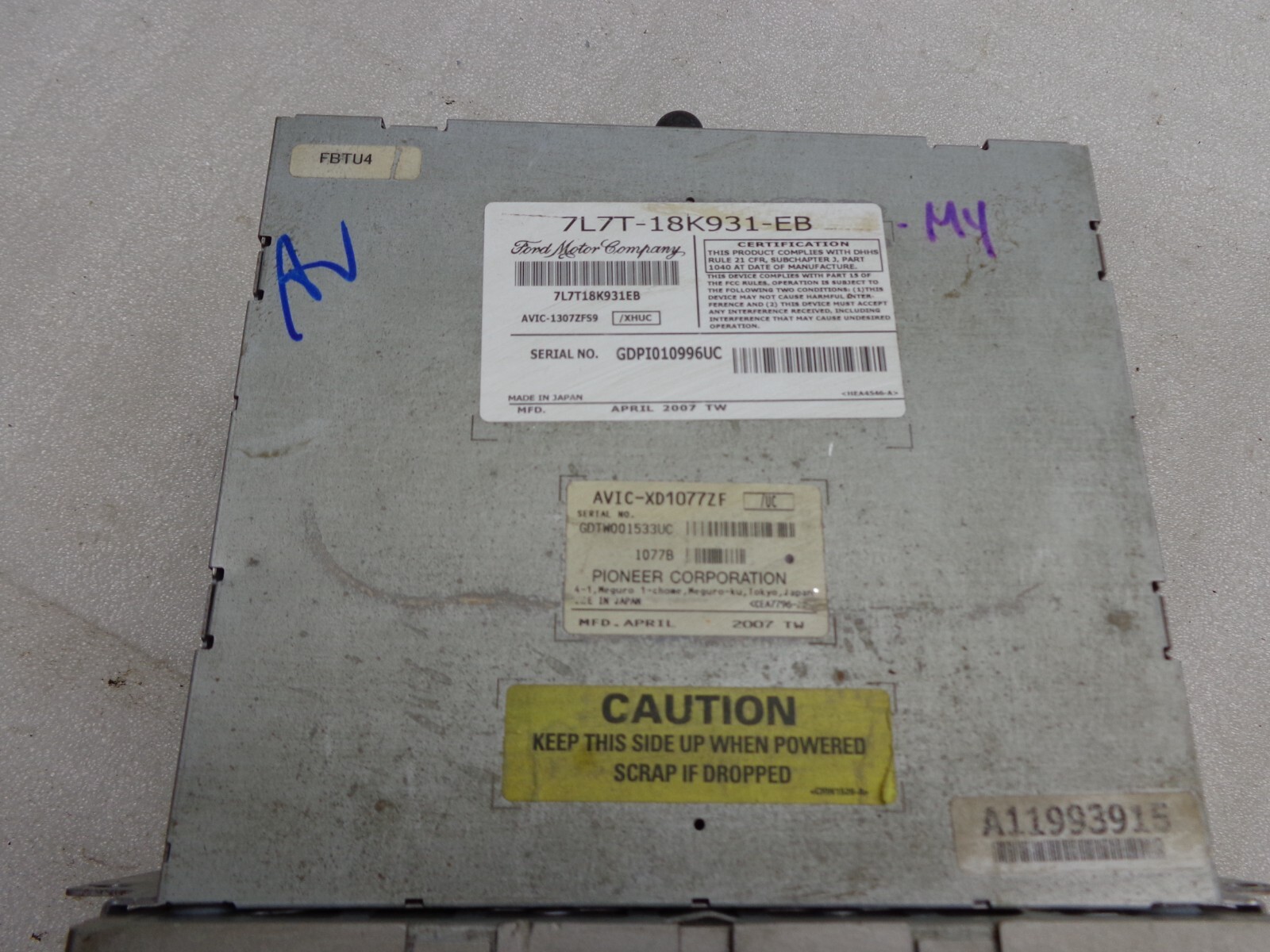 2007 Lincoln Navigation Radio Navigation Screen Display CD Player OEM