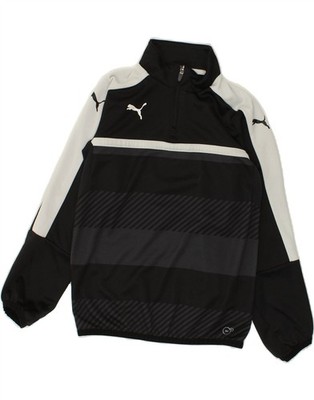 Puma Jungen Reißverschluss Ausschnitt Trainingsanzug Oberteil Jacke 11-12 Jahre schwarz Colourblock BL01