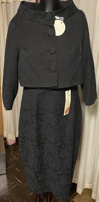NWT Women s Lindy Bop Black Brocade Maybelle Suit -Size 14 Retro Two Pieces New