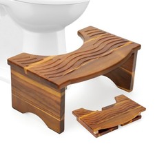 Foldable Toilet Stool, Acacia Wood Poop Stool for Potty Training,7 Inch Toile...