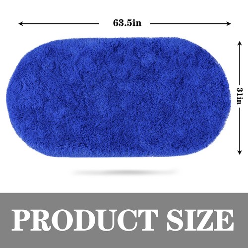 Soft Fluffy Area Rug for Bedroom, Blue Fuzzy Shaggy Oval Throw Rugs for Bedsi... - Picture 8 of 9