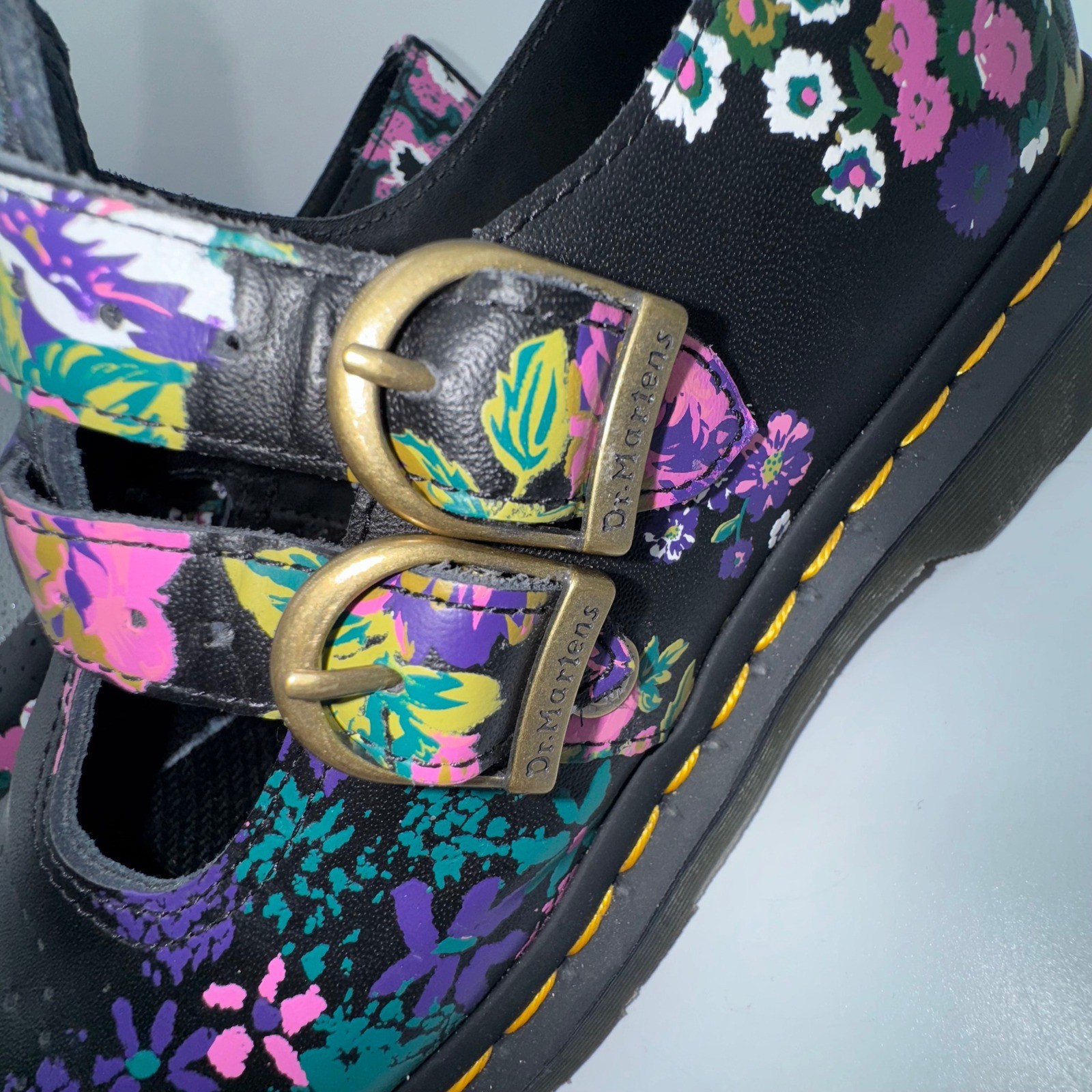 Dr Martens 8065 Vintage Floral Leather Mary Jane Shoes Women's 9 Double Buckle image 5