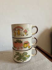 Vintage 1970s Shell Petrol Promotion Ceramic Soup Cups Mugs Bowls Vegetables