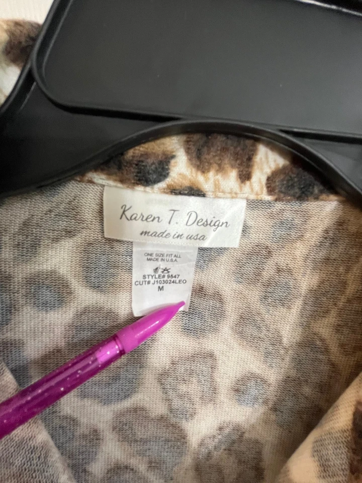 Vintage Y2K Karen T Design Leopard Print Bodycon Dress Faux Fur Cuffs Size M - Image 4 of 4