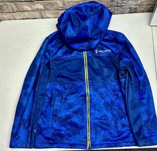 Free Country Youth Boys Size 10/12 Blue Camo Long Sleeve Zipper Jacket