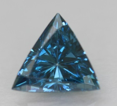 0.28 Carat Fancy Vivid Blue VVS2 Triangle Natural Enhanced Diamond 4.39X4.29mm